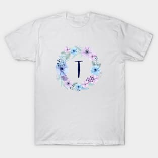 Floral Monogram T Icy Winter Blossoms T-Shirt